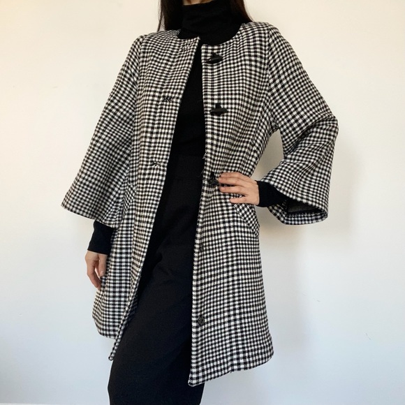 H&M Houndstooth mod bell sleeve coat size 4 - Picture 4 of 7